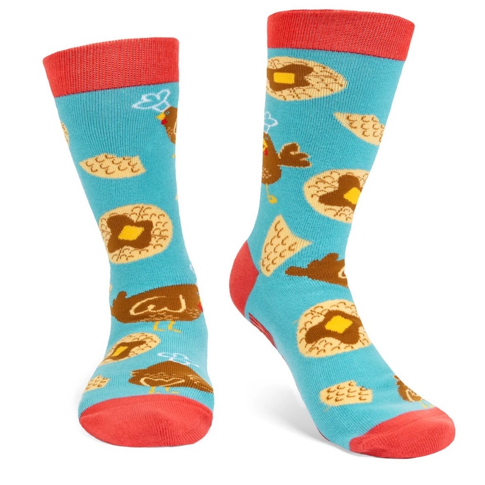 🧇🍗NWT Bring Me Chicken & Waffles Cotton No Slip Socks from Lavley OS